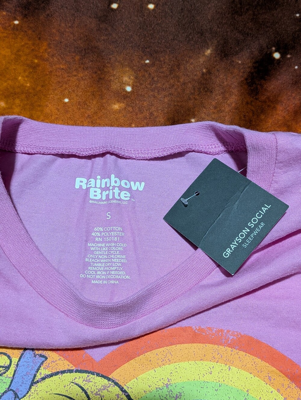 Rainbow Brite Pink Short Sleeve Pajama Set Size Small - Picture 3 of 6